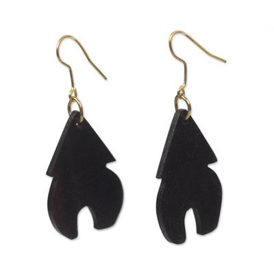 Alternate image for Handcrafted Ebony Wood Village Home Dangle Earrings Village Home