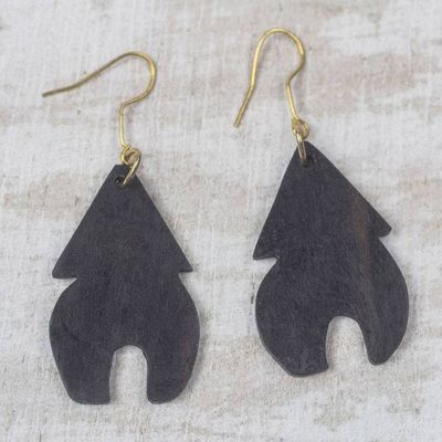 Alternate image for Handcrafted Ebony Wood Village Home Dangle Earrings Village Home