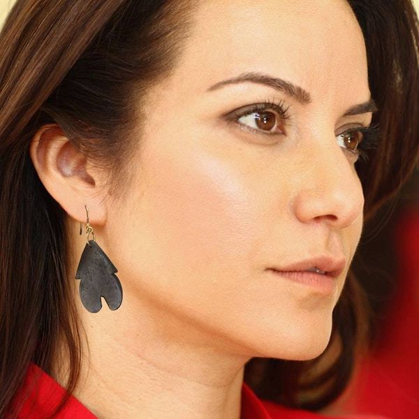 Alternate image for Handcrafted Ebony Wood Village Home Dangle Earrings Village Home