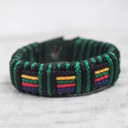 Image for Artisan Crafted Colorful Mens Wristband Bracelet Kente Spirit