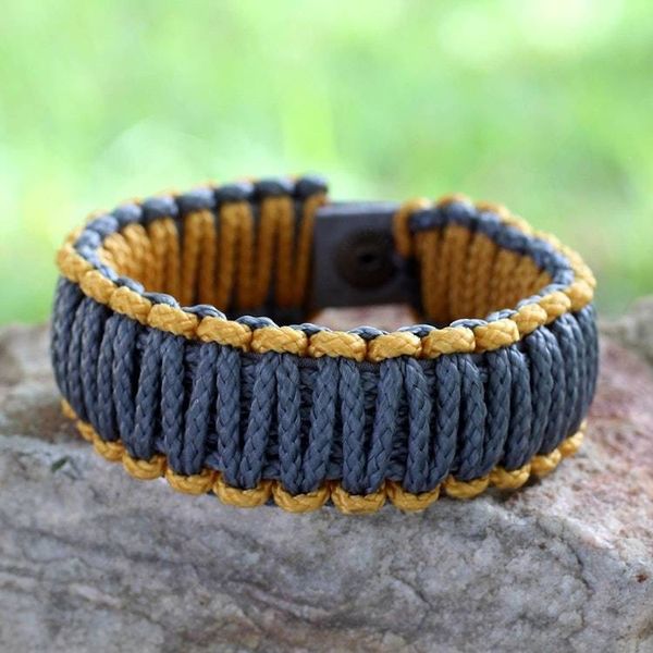 Alternate image for Mens Rope Wristband Bracelet Amina in Golden Gray