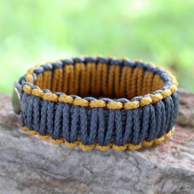 Alternate image for Mens Rope Wristband Bracelet Amina in Golden Gray