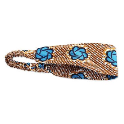Alternate image for Handcrafted Blue and Orange Patterned Cotton Headband Sunrise Crown