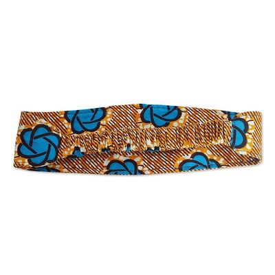 Alternate image for Handcrafted Blue and Orange Patterned Cotton Headband Sunrise Crown