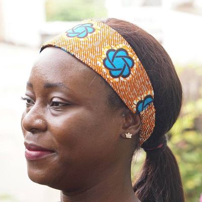 Alternate image for Handcrafted Blue and Orange Patterned Cotton Headband Sunrise Crown
