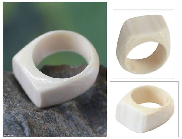 Alternate image for Cow Bone Cocktail Ring Eagle Honor