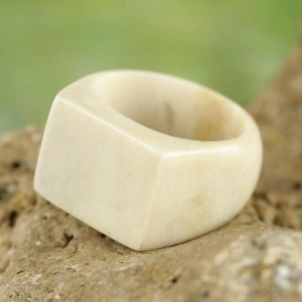 Alternate image for Bone Signet Ring with a Natural Finish from Ghana Quiet Grandeur