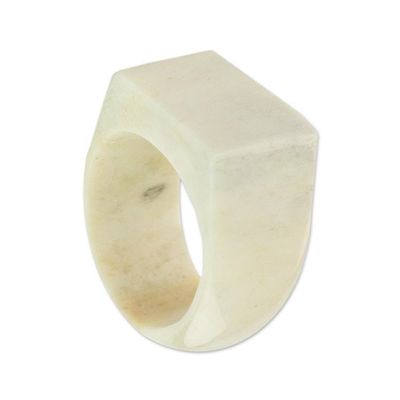Alternate image for Bone Signet Ring with a Natural Finish from Ghana Quiet Grandeur