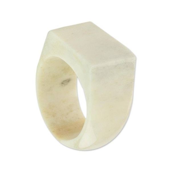 Alternate image for Bone Signet Ring with a Natural Finish from Ghana Quiet Grandeur