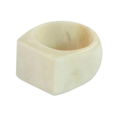 Alternate image for Bone Signet Ring with a Natural Finish from Ghana Quiet Grandeur