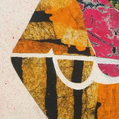 Alternate image for Batik Fabric Collage Framed Wall Art in Yellow and Pink The Power Belongs to You