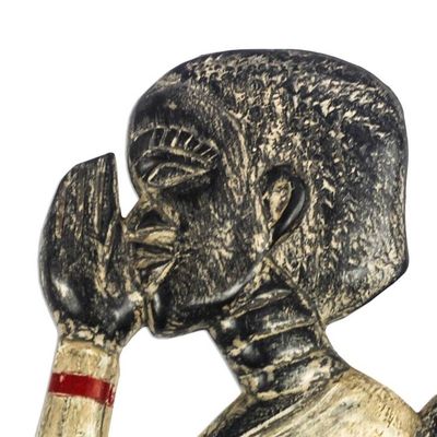 Alternate image for Rustic Sese Wood Angel Wall Sculpture from Ghana Praying Angel