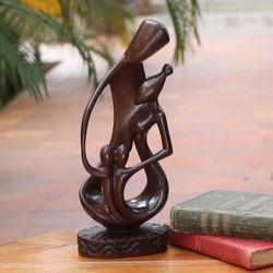 Image for Unique Wood Sculpture from Africa Family of Four