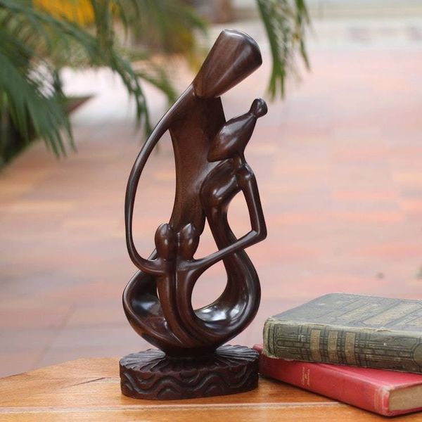 Alternate image for Unique Wood Sculpture from Africa Family of Four