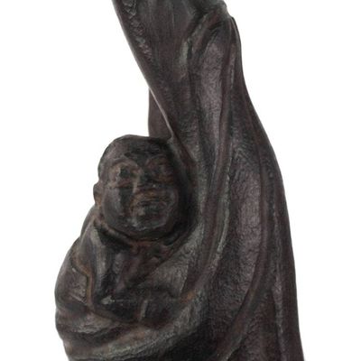 Alternate image for Ebony Wood Mother and Child Sculpture from Ghana Returnees