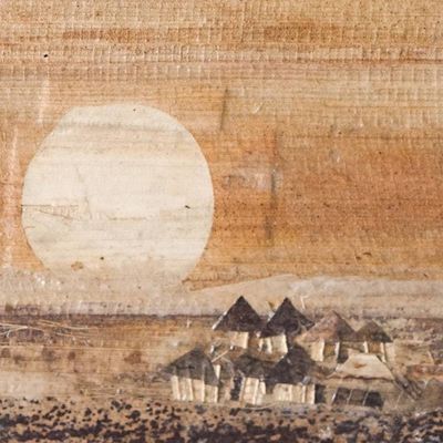 Alternate image for Natural Fiber Landscape Wall Art Handcrafted in Ghana The Sun Rises