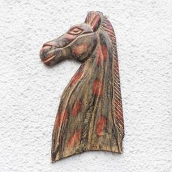 Image for Rustic Sese Wood Horse Wall Sculpture from Ghana Horse Profile
