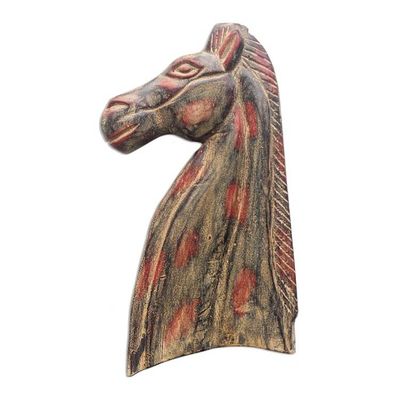 Alternate image for Rustic Sese Wood Horse Wall Sculpture from Ghana Horse Profile