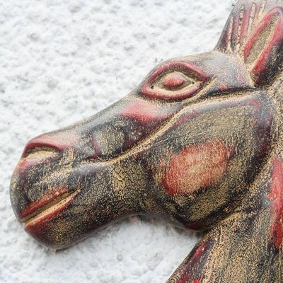 Alternate image for Rustic Sese Wood Horse Wall Sculpture from Ghana Horse Profile