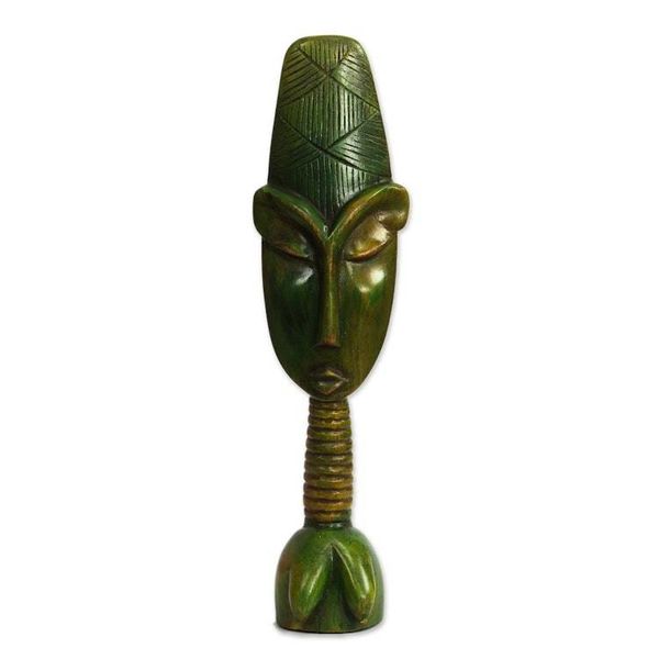 Alternate image for Green Sese Wood Fante Fertility Doll Sculpture from Ghana Green Fante