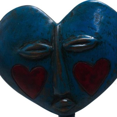 Alternate image for Handcrafted Sese Wood Fertility Doll in Blue from Ghana Blue Lover