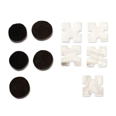 Alternate image for Set of 4 Onyx and Marble Coasters with Tic-Tac-Toe Pieces Fun Entertaining