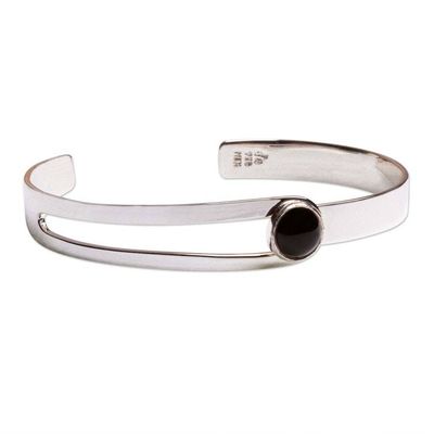 Alternate image for Taxco Sterling and Obsidian Bracelet Dark Element