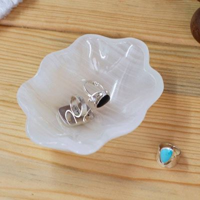 Alternate image for White Shell-Themed Marble Catchall Jewelry Tray Vanity Dish White Shell