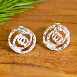 Image for Spiral Sterling Silver Earrings Sea Swirl
