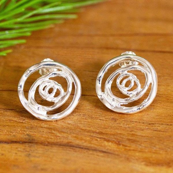 Alternate image for Spiral Sterling Silver Earrings Sea Swirl