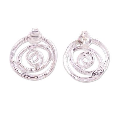 Alternate image for Spiral Sterling Silver Earrings Sea Swirl