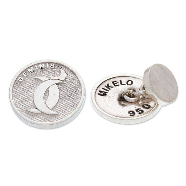 Alternate image for Modern Gemini Zodiac Silver Cufflinks Crafted in Mexico Gemini Totem