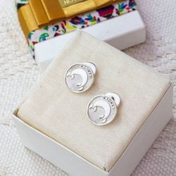 Image for Polished Cancer Zodiac Silver Cufflinks Crafted in Mexico Cancer Totem