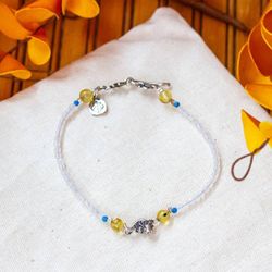 Image for Rainbow Moonstone Reconstituted Turquoise Axolotl Bracelet Cute Axolotl