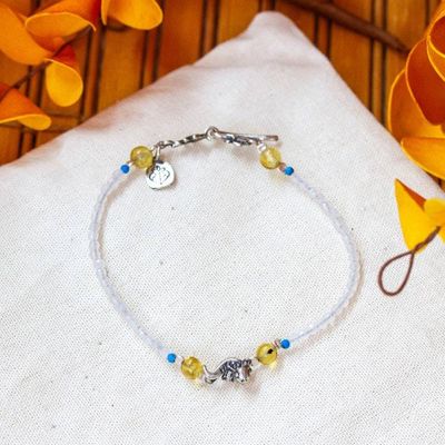 Primary image for Rainbow Moonstone Reconstituted Turquoise Axolotl Bracelet Cute Axolotl