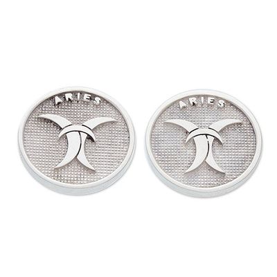 Alternate image for Aries-Themed Minimalist Silver Cufflinks Crafted in Mexico Aries Totem
