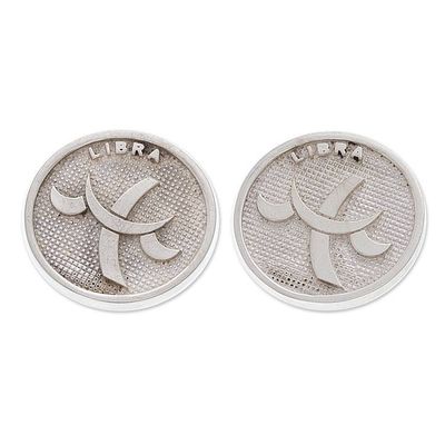Alternate image for Fair Trade Libra Zodiac-Themed Silver Cufflinks from Mexico Libra Totem