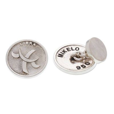 Alternate image for Fair Trade Libra Zodiac-Themed Silver Cufflinks from Mexico Libra Totem