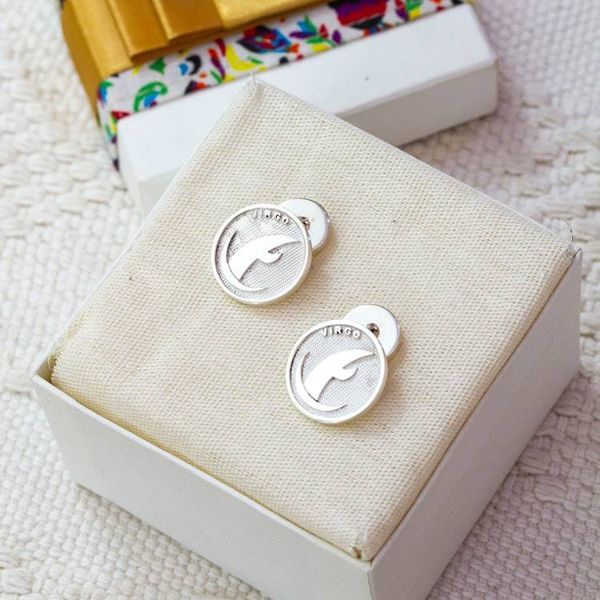 Alternate image for Zodiac-Themed Virgo Sign Silver Cufflinks Crafted in Mexico Virgo Totem