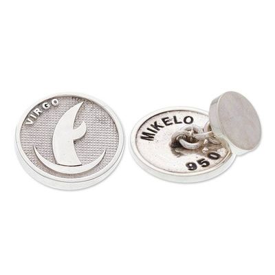 Alternate image for Zodiac-Themed Virgo Sign Silver Cufflinks Crafted in Mexico Virgo Totem
