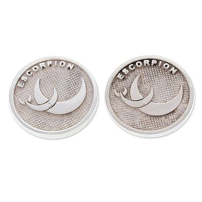 Alternate image for Artisan-Made Scorpio Zodiac Sign-Themed Silver Cufflinks Scorpio Totem