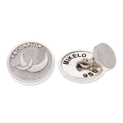 Alternate image for Artisan-Made Scorpio Zodiac Sign-Themed Silver Cufflinks Scorpio Totem