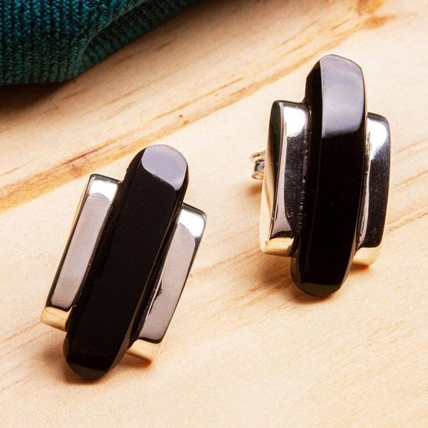 Alternate image for Taxco Sterling Drop Earrings with Obsidian Darkness Falls