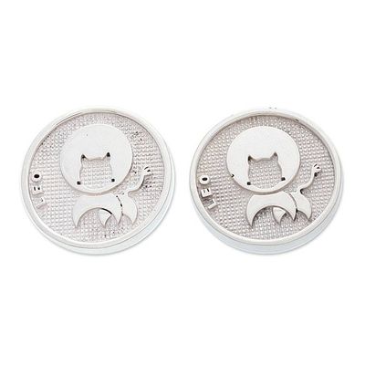 Alternate image for High-Polished Leo Zodiac Sign Silver Cufflinks from Mexico Leo Totem