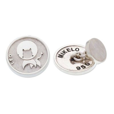 Alternate image for High-Polished Leo Zodiac Sign Silver Cufflinks from Mexico Leo Totem