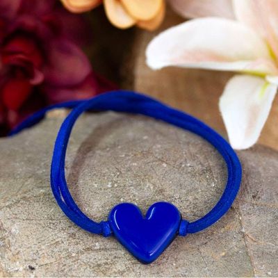 Alternate image for Art Glass Heart-Shaped Pendant Bracelet in Lapis Blue My Lapis Love