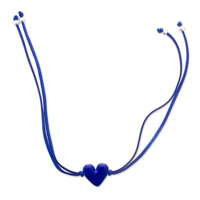 Alternate image for Art Glass Heart-Shaped Pendant Bracelet in Lapis Blue My Lapis Love