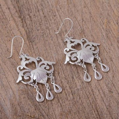 Alternate image for Sterling Silver Floral Chandelier Earrings from Mexico Baroque Elegance