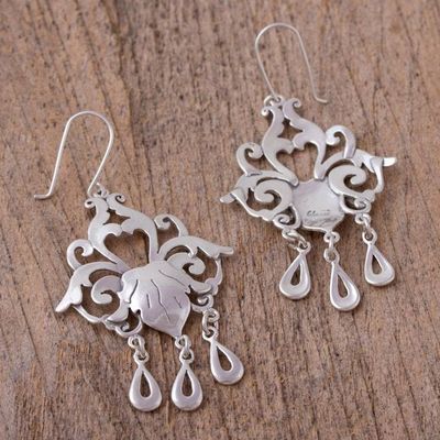 Alternate image for Sterling Silver Floral Chandelier Earrings from Mexico Baroque Elegance