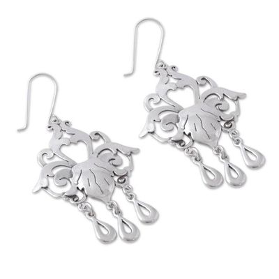 Alternate image for Sterling Silver Floral Chandelier Earrings from Mexico Baroque Elegance